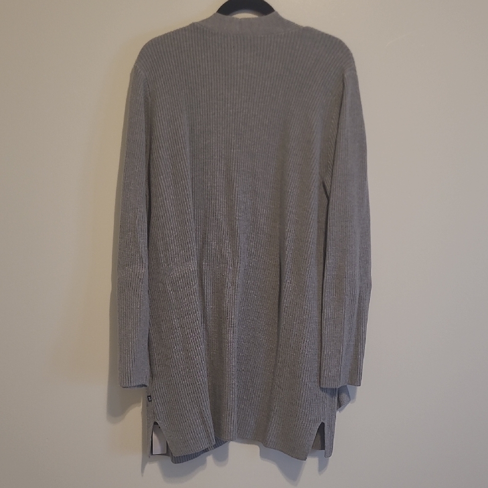 GAP Light Gray Open-Front Ribbed Cardigan with Pockets - Picture 9 of 12